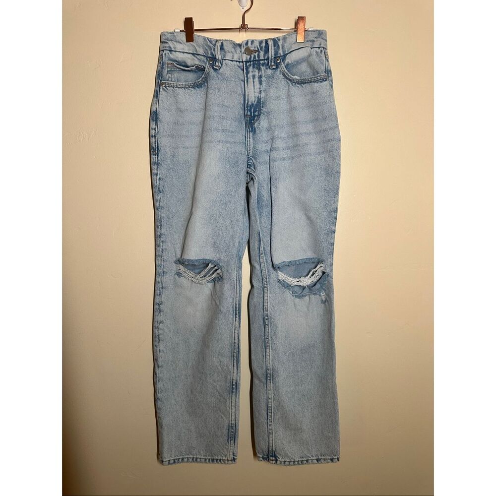 Good American Straight Leg Distressed Blue Jeans - Picture 3 of 6